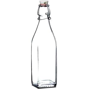 FORNOR 87059 glazen fles, vierkant, 0,5 l, 6,5 x 6,5 x 27 cm