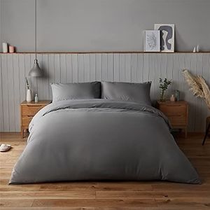 Silentnight Beddengoedset voor eenpersoonsbed, 135 x 200 cm, bijpassende kussenslopen, antraciet