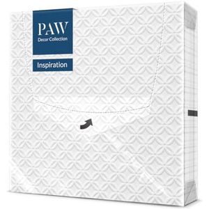 PAW - wafelpapieren servetten, 3-laags (33 x 33 cm), 20 stuks, perfect voor feesten, bruiloften, communies, servetten van gestructureerd papier, moderne inspiratie (wit)