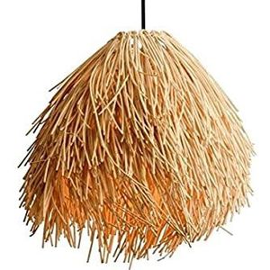 B·LED BARCELONA LED LM151 Plafondhanglamp van natuurlijk rieten, Scandinavisch rustiek nest, lampenkap, rotan, bamboe, hout, E27, voor eetkamer, woonkamer, keuken