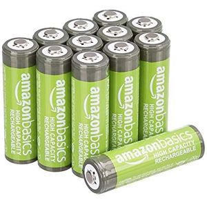 Amazon Basics Oplaadbare AA-batterijen, hoge capaciteit, 2400 mAh, 12 stuks, voorgeladen