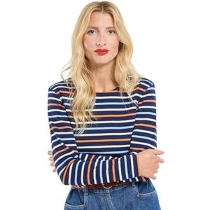 Armor Lux Babeth Dikke Katoenen Driekleurige Zeeman Sweater Dames, Seal/Natuur/Abrikoos/Hemels