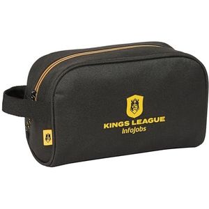 Safta Kings League - Trousse scolaire pour enfant avec poignée, facile à nettoyer, confortable et polyvalente, qualité et résistance, 24 x 10 x 15 cm, couleur noire, Noir, Estándar, Décontracté
