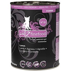 catz finefood Purrrr Lamm Natvoer voor katten, gevoelig, voedingsgevoelig, nr. 111, 70% vlees, 6 x 400 g, 6 stuks