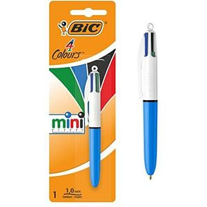 BIC 4 kleuren intrekbare mini-balpen met medium punt (1,0 mm) - 1 blisterverpakking