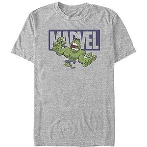 Marvel Avengers ClassicBrick Hulk Organic T-shirt met korte mouwen, Melange Grey, L, Melange Grey