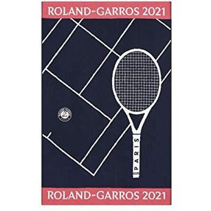 ROLAND GARROS Handdoek speler 2021-linnen 100% katoen bad racketpatroon met doucheopschrift, marineblauw, CSVU0121-MAR-TU, hemelsblauw, groot formaat, uniseks, Hemelsblauw