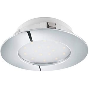 EGLO LED inbouwspot Pineda, LED-spot van kunststof, LED inbouwlamp in chroom, inbouwspot LED plat, Ø 10,2 cm