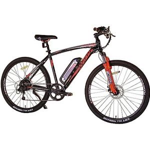 Swifty AT650 Mountainbike met batterij op frame, uniseks, volwassenen, zwart, oranje, eenheidsmaat