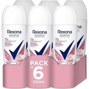 Rexona Advanced Protection Roll-On Deodorant voor dames, Bright Bouquet 72 uur, 50 ml, 6 stuks