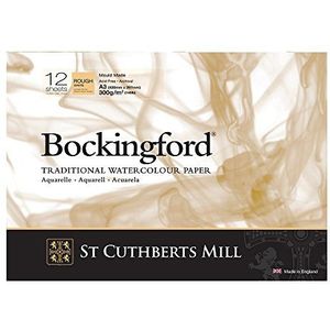 ST CUTHBERTS MILL - Bockingford - blok 12 vellen A3 - grote kant gelijmd - 300 g/m² - korrel theedoek