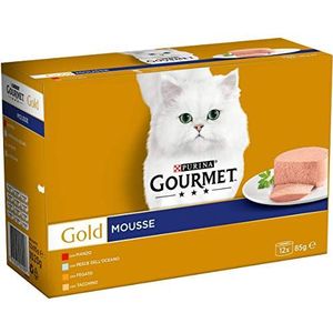 Purina Gourmet goudschuim kattenvoer met rundvlees, Chinese oceaanvis, legering, 96 latex, 85 g