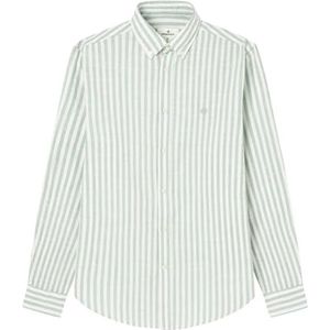 Springfield Camisa Cotton Slub Listas Perchero Herenhemd, Fir Groen, M
