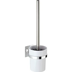 WENKO Turbo-Loc® WC-borstel Quadro – bevestiging zonder boren van gaten, kunststof (ABS), 9,5 x 35,5 x 12 cm, verchroomd