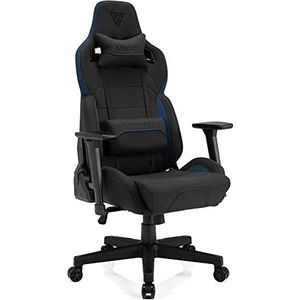SENSE7 Sentinel Gamer Bureaustoel, ergonomische stoel, armleuning, eendelig stalen frame, hellingshoek, verstelbaar, zwart/blauw, leer, 40-48 x 72 x 59 cm