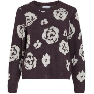 Vila Pull en tricot jacquard pour femme, Prune, S