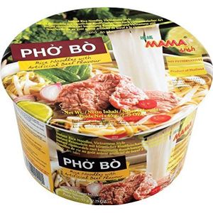 Mama Pho Bo Instant-rijstnoedels in kom, 6 x 65 g, 6 Stuk