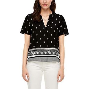 s.Oliver Damesblouse met korte mouwen en allover print, Black Aop