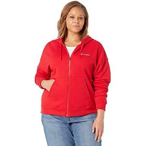Champion Powerblend hoodie voor dames, met doorlopende ritssluiting, vrolijke rode fontein, XL, Vrolijke rode fontein