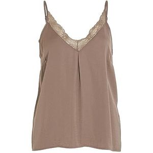 Vila Vicava V-hals kant singlet/Su - Noos Top dames, Bruin ventiel