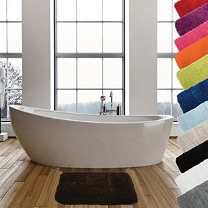MSV Badkamerkleedje/badmat tapijt - voor de vloer - bruin - 50 x 70 cm - Microfibre - langharig
