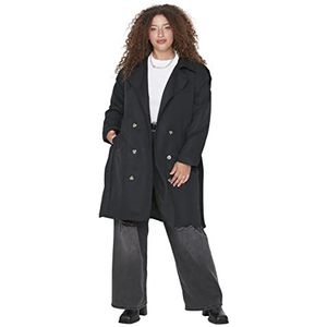 TRENDYOL Trenchcoat oversized - bruin - double breasted, zwart, maat 44, SCHWARZ