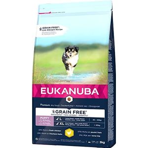 Eukanuba puppyvoer graanvrij met kip voor grote rassen, graanvrij, droogvoer voor honden junioren 3 kg