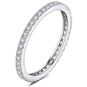 JewelryPalace Half Eternel Stapelbare Ring Ronde Maat 6 Cubic Zirconia 0,6 ct Steen Zilver 925 Dames, Geelgoud/Roségoud, Fijne Ring Verloving, Bruiloft Belofte, Trouwring, Sieraden Bruid, edelsteen,