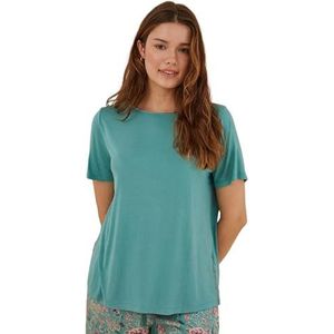 Women'secret Groene Pyjama Korte Mouw Capri Bloemen Viscose Satijn Spel Vrouwen, Groen, M, Groen