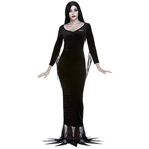 Smiffys Addams Family Morticia, zwart met jurk en pruik, officieel gelicentieerd The Addams Family-kostuum voor volwassenen
