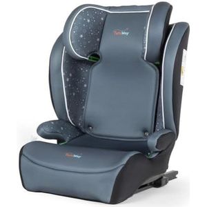 Tataway autostoel met ISOFIX-bevestiging voor de veiligheid van kinderen met een hoogte van 100 tot 150 cm met afbeeldingen op grijze achtergrond