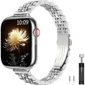 TiMOVO Slim Watch armband compatibel met Apple Watch armband 41 mm 40 mm 38 mm, verstelbare armband van hoogwaardig roestvrij staal voor dames, geschikt voor serie 9/8/7/6/5/4/3/2/1/SE