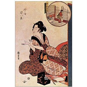 ArtPlaza Hiroshige Utagawa Untitled III decoratief gordijn, hout, meerkleurig, 60 x 90 cm