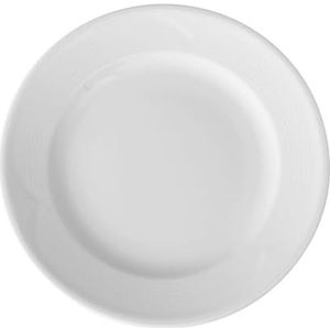 HENDI Platte borden, versterkte randen, hoogwaardige lak, hoge slag- en slijtvastheid, magnetronbestendig, vaatwasmachinebestendig, Ø 280 mm, wit porselein