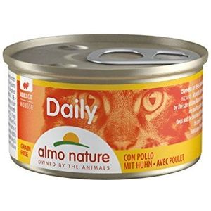 Almo Nature Daily Mousse met kip. Natvoer voor volwassen katten, 24 blikjes van 85 g
