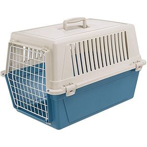 Ferplasttransportbox voor kleine honden en katten ATLAS 30 EL, Transportbox voor huisdieren, Stevige kunststof, Geplastificeerde stalen deur, Ventilatieroosters, 40 x 60 x h 38 cm Blauw
