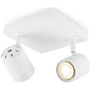 LED plafondlamp draaibaar incl. 2 x DIM LED GU10 6W verwisselbaar = 50W warm wit 25.000 bedrijfsuren A + LED geschikt voor alle binnenruimtes IP20 LED plafondspot wit MANU gecertificeerd