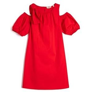 Koton Robe en coton avec nœud papillon et col rond pour fille, rouge (413), 6-7 Jahre