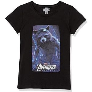 Marvel Space Raccon T-shirt voor meisjes, korte mouwen, zwart, L, zwart.
