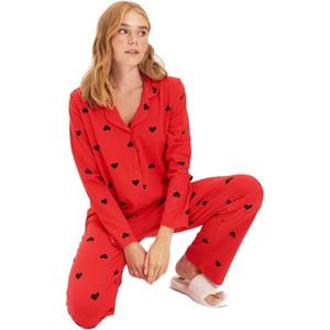 Trendyol Dames pyjama hart geweven rood S, Rood