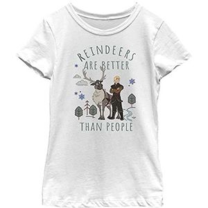 Frozen Better Reindeers Group Shot Girls T-shirt wit, Wit