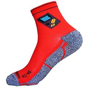 HOOPOE Trail Running Quarter Cut Video Games sokken voor heren, dames, origineel, grappig, naadloos, thermisch, geel enz. maten 36-45, Rood