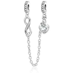 Amuefer Veiligheidsketting, compatibel met armband sterling zilver, roségoud, puppy's, hart, oneindigheid, visbloem, veiligheidsketting, verjaardag, Kerstmis, sieraden, cadeaus voor vrouwen, vrienden,