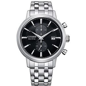 Citizen Eco-Drive chronograaf voor heren, chronograaf, met roestvrijstalen armband, zwart, zwart., armband