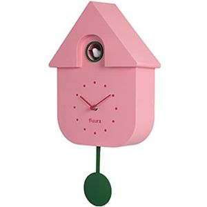 Fisura - Roze koekoek met groene wijzerplaat. Wandklok. Originele wandklok om cadeau te geven. 3 stapels AA niet inbegrepen. Afmetingen: 21,5 x 8 x 41,5 cm. ABS-kunststof