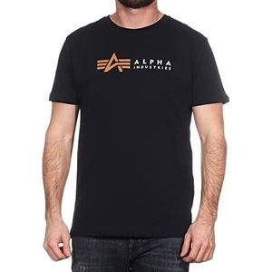 ALPHA INDUSTRIES Alpha T-shirt voor heren, met korte mouwen, zwart.