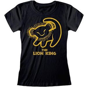 Disney King of the leeuw Simba Silhouette T-shirt voor dames, officieel product, trendy S-XXL dames, verjaardagscadeau voor mama, dochter, zus, SCHWARZ