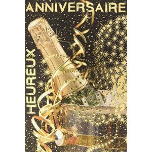 Afie 69-7076 Wenskaart voor uw bruiloft, 2 x flessen, champagne, wit, peeling sterren, goud, feest, gemaakt in Frankrijk