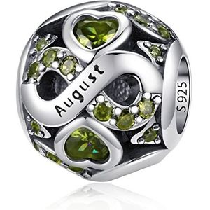 HappyStar Birthstone bedel van 925 zilver, voor armbanden, geboortesteen, compatibel met Pandora voor dames, Zirkonia Sterling zilver