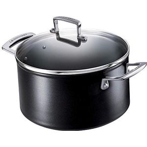 Le Creuset Kookpan van gesmeed aluminium met glazen deksel, 18 cm, antraciet/zilver, 51102180010502